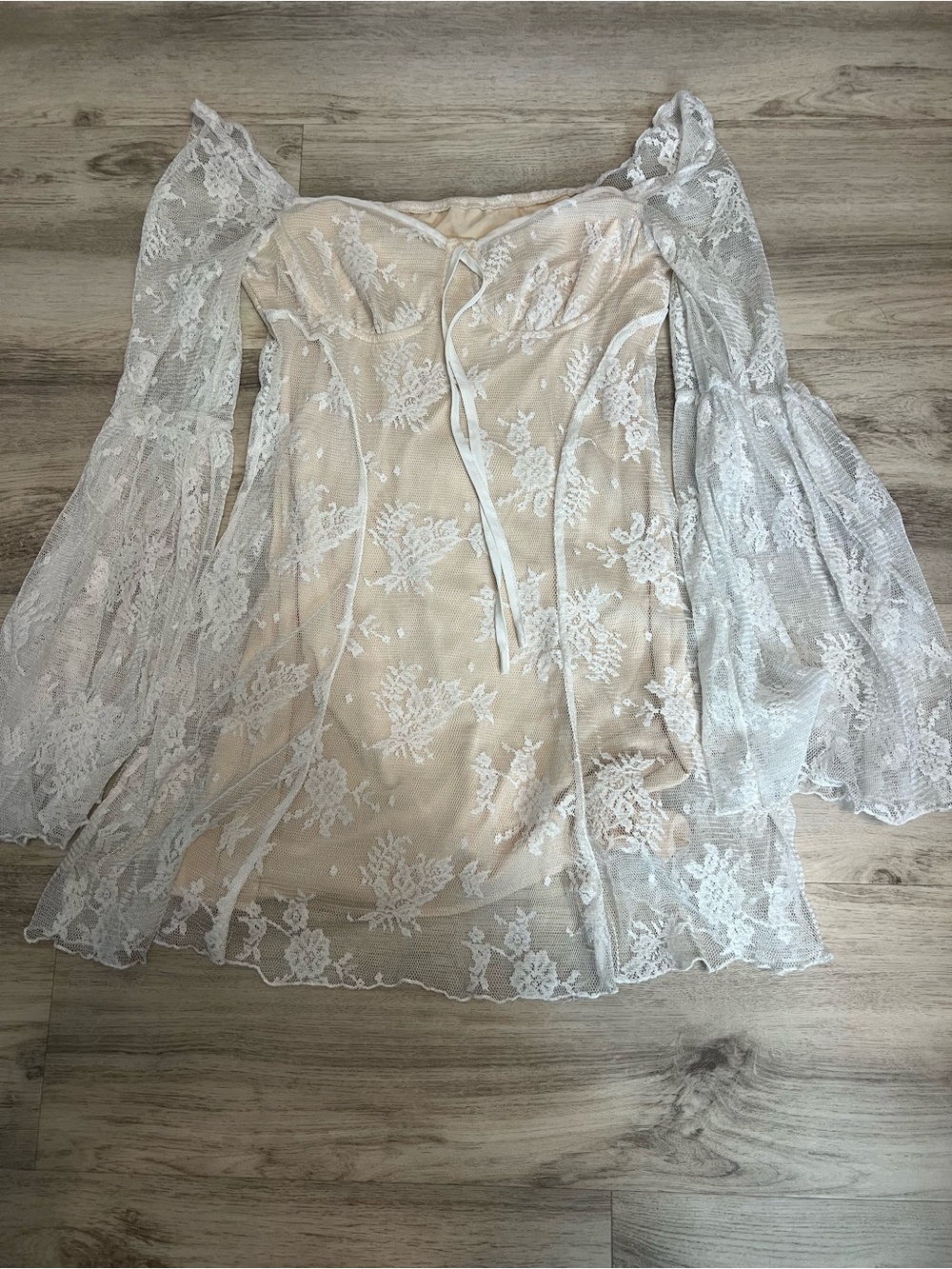 Sheer White Lace Off-Shoulder Dress